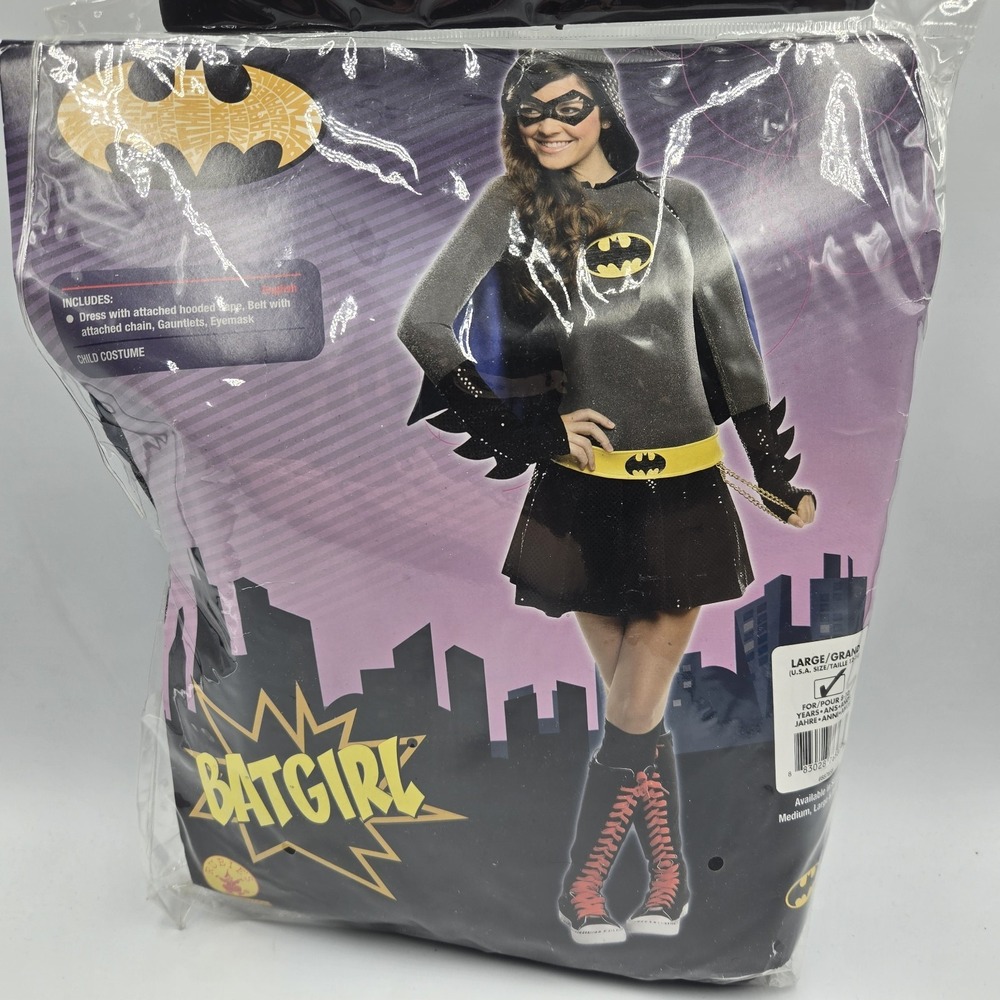 NEW BATGIRL Rubies Halloween Costume Child Large 12-14 Sparkle Dress 4 Piece